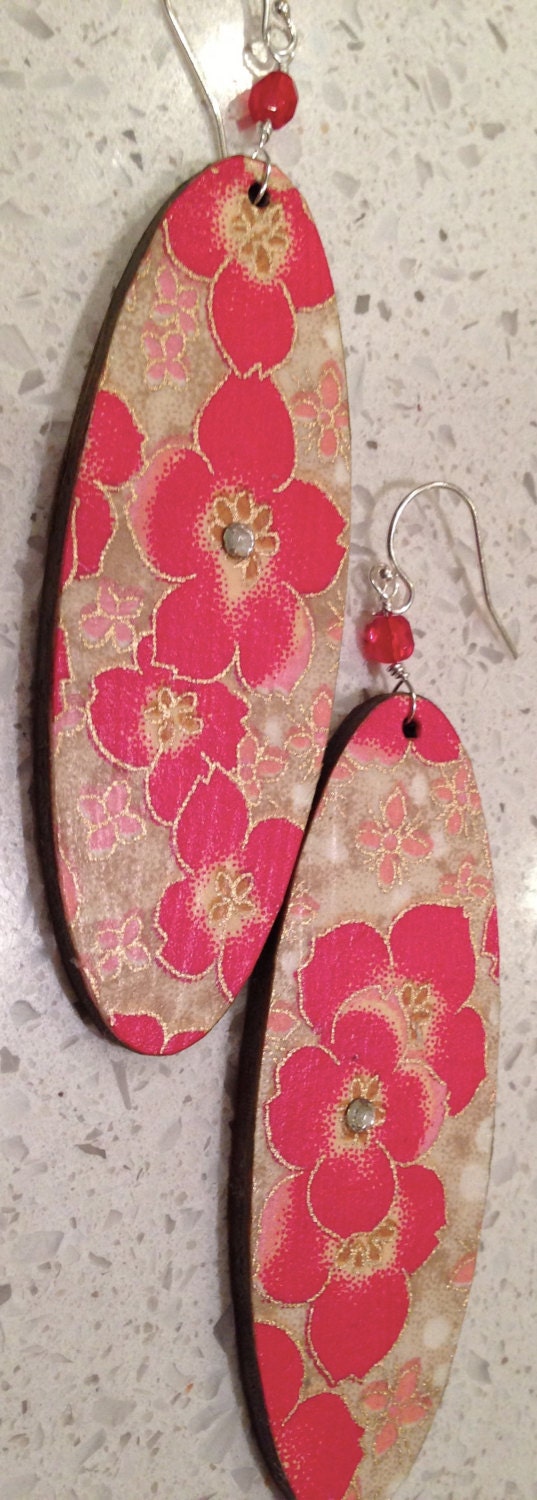 Red Poppies Decoupage Earrings
