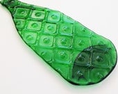 Green upcycled bottle serving tray or spoon rest - squares and dots - pineapple - hanging upcycled bottle - san pellegrino - recycled