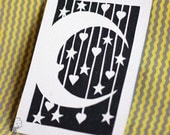 Moon Stars and Hearts ACEO OOAK Original Papercut Artwork