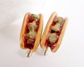 Meatball Hoagies - Sandwich Cufflinks - Miniature Food Art Jewelry - Schickie Mickie Original 100% Handmade