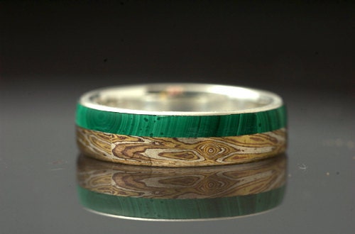 Mokumé Gane and Malachite Inlay Ring