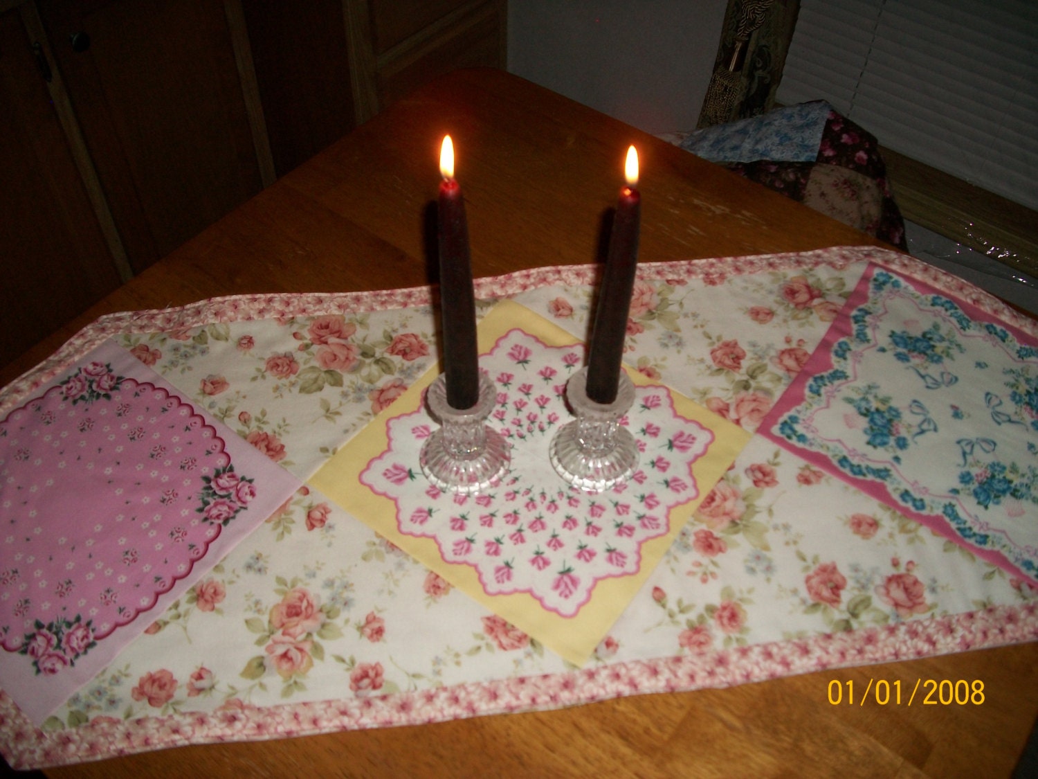 Vintage Handkerchief Style Table Runner