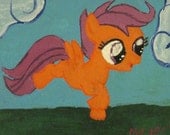My Little Pony Friend Ship Is Magic Scootaloo Oil Painting Kawaii 5x7