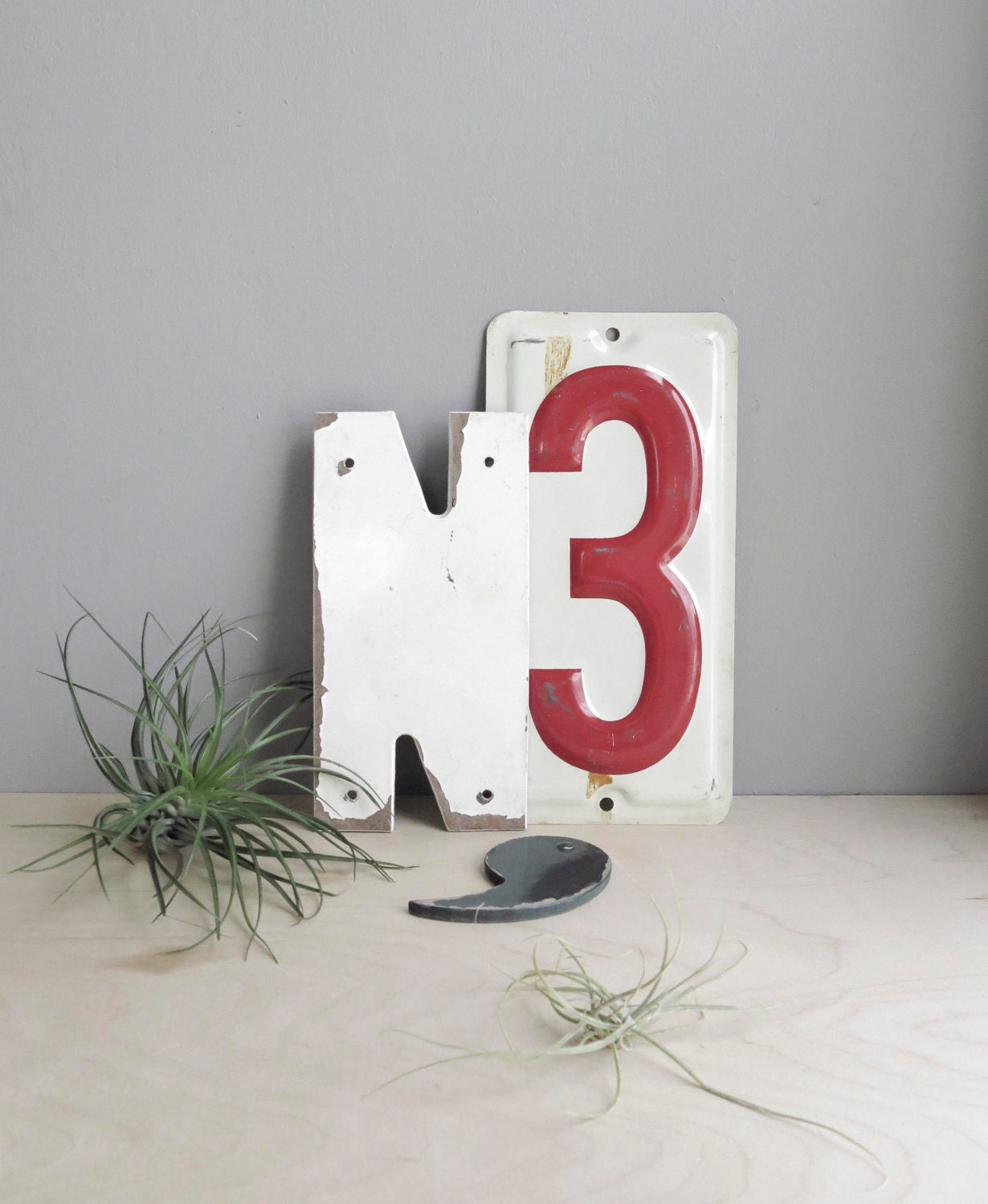 vintage sign letter / N