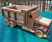 SALE Dump truck wooden handmade toy Heirloom Quality solid red Oak  Walnut and Cherry  finished with natural beeswax SALE 10 Off