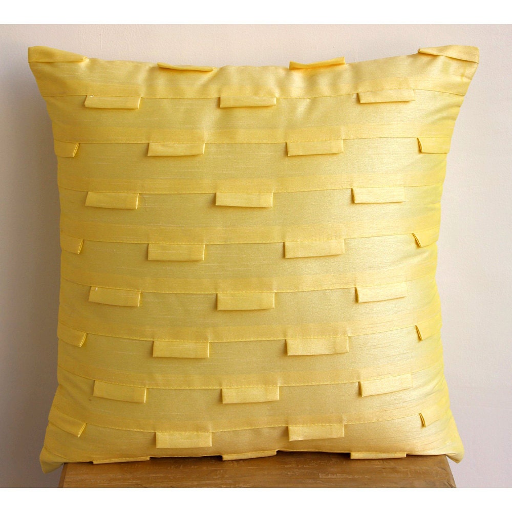 Decorative Throw Pillow Covers Accent Couch Pillow Toss Sofa 20 Inch Yellow Silk Throw Pillow Cover Yellow Ocean Home Decor Living Houseware