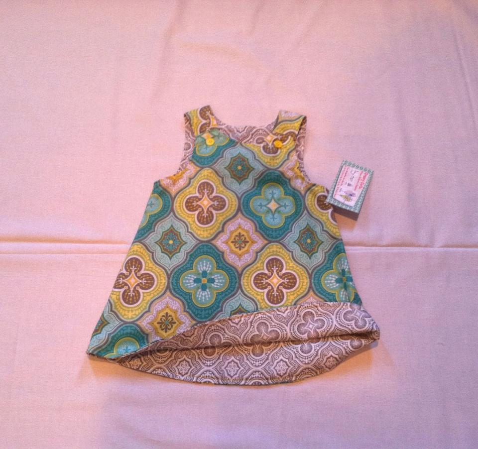 Reversible A Line  Dress Aqua Spa by Groovy Gurlz Sizes 3m, 6m, 12m, 18m