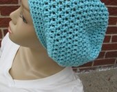 Bright Blue Cotton Blend Unisex Slouchy Beanie (2135)