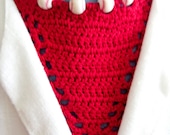 Crocheted dickey stoma cover - red with baseball beads