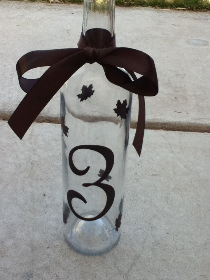 Table Vinyl Numbers Wedding Table numbers 1-20 with fall leaf accent
