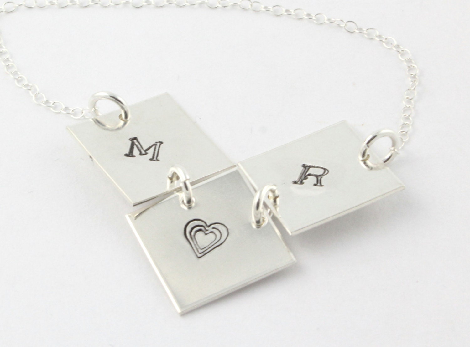 Personalized Initials Hand Stamped Necklace - Custom Love Necklace - Valentine's Day Gift