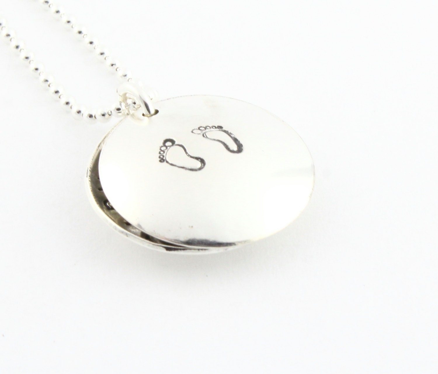 Personalized New Baby Locket Birthstone Necklace - Baby Feet - Baby Shower Gift - Adoption Gift - Mother's Day Gift