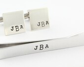 Men's Accessories Gift Pack - Personalized Cufflinks & Tie Bar - Custom Hand Stamped Gift - Father's Day