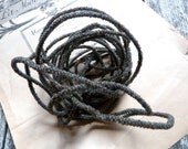 Vintage French glass beaded wire cable yarn sheer  GREY CANETILLE