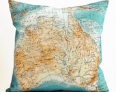 AUSTRALIA DAY vintage map pillow DIY Kit, made to order 16x16 envelope-style