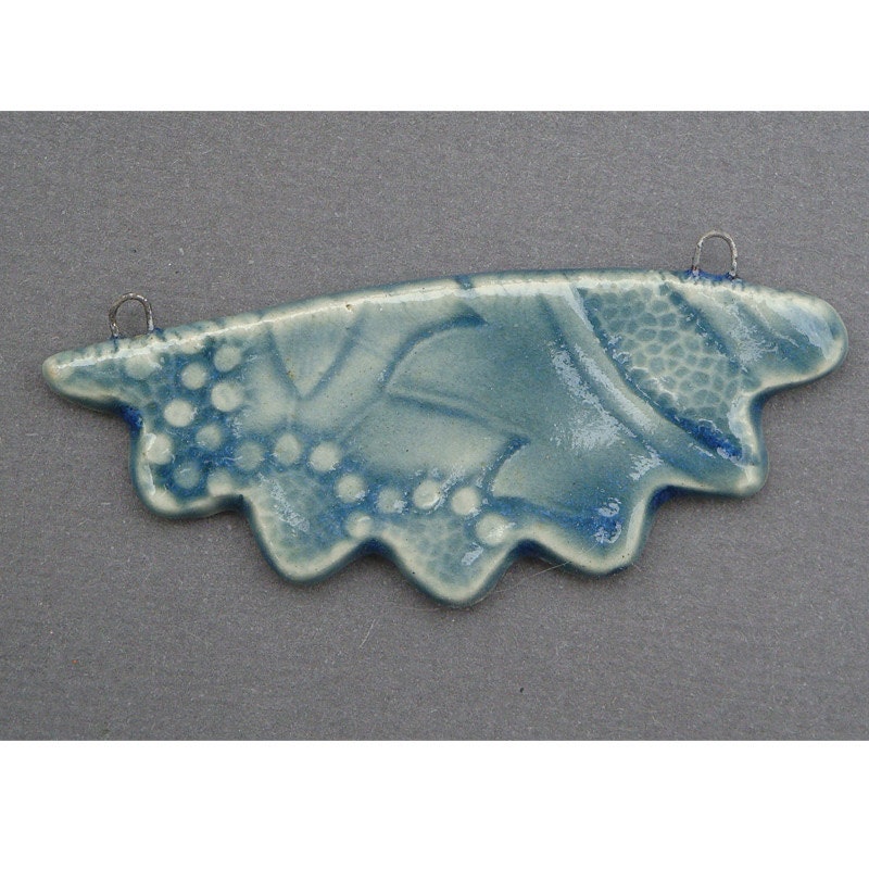 Porcelain Flower Pendant in Blue Green