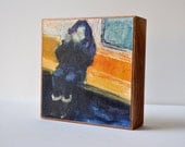 Art Oil Painting New York City Woman Subway Rider Mounted PRINT on Redwood Block