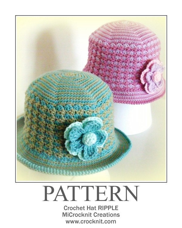 PATTERN Crochet Hat RIPPLE (USA - American) sun summer spring -  Instant download
