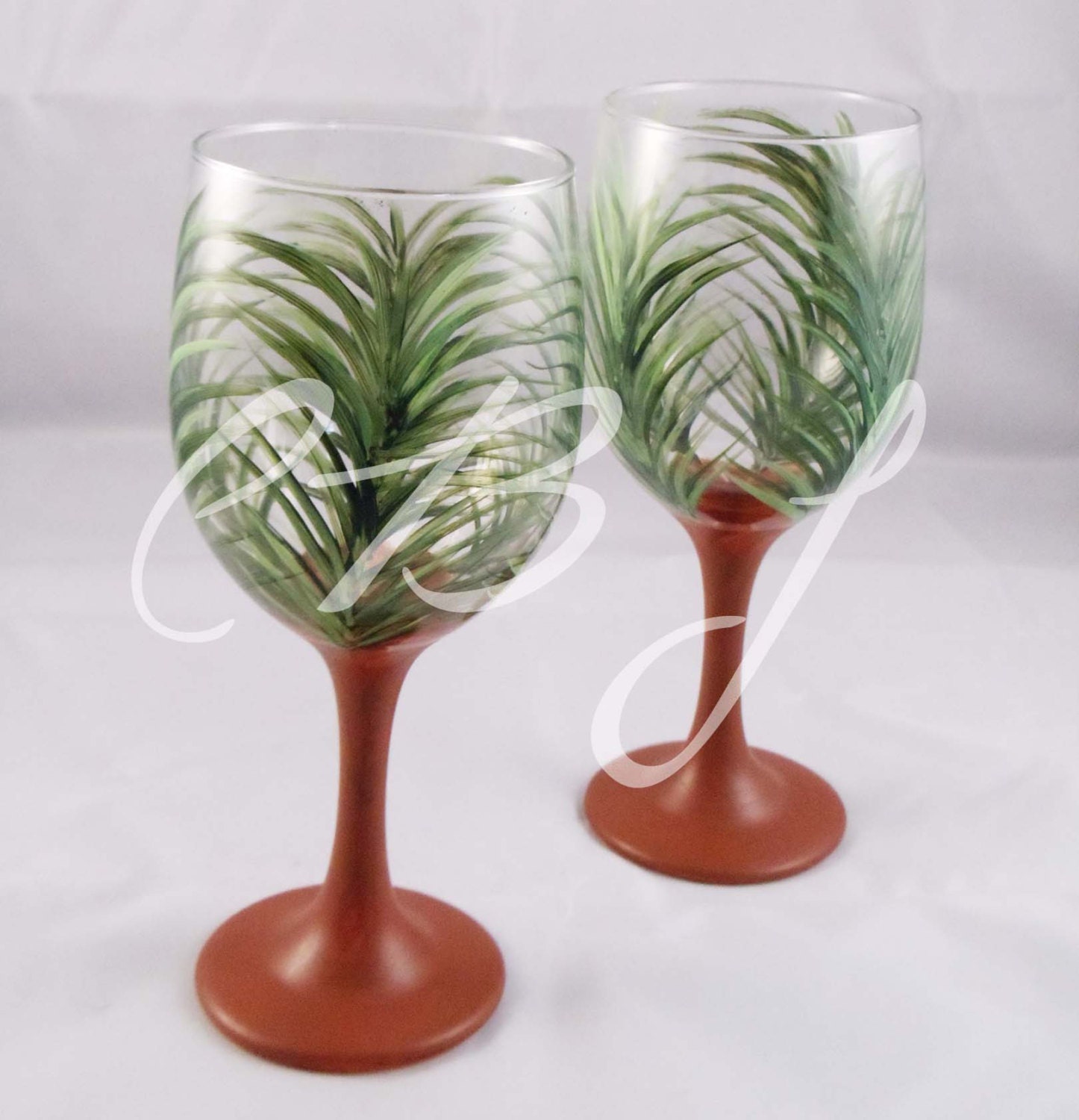 Items similar to Palm Tree Wine Glasses on Etsy