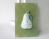 Mosaic pear mixed media original art - OOAK