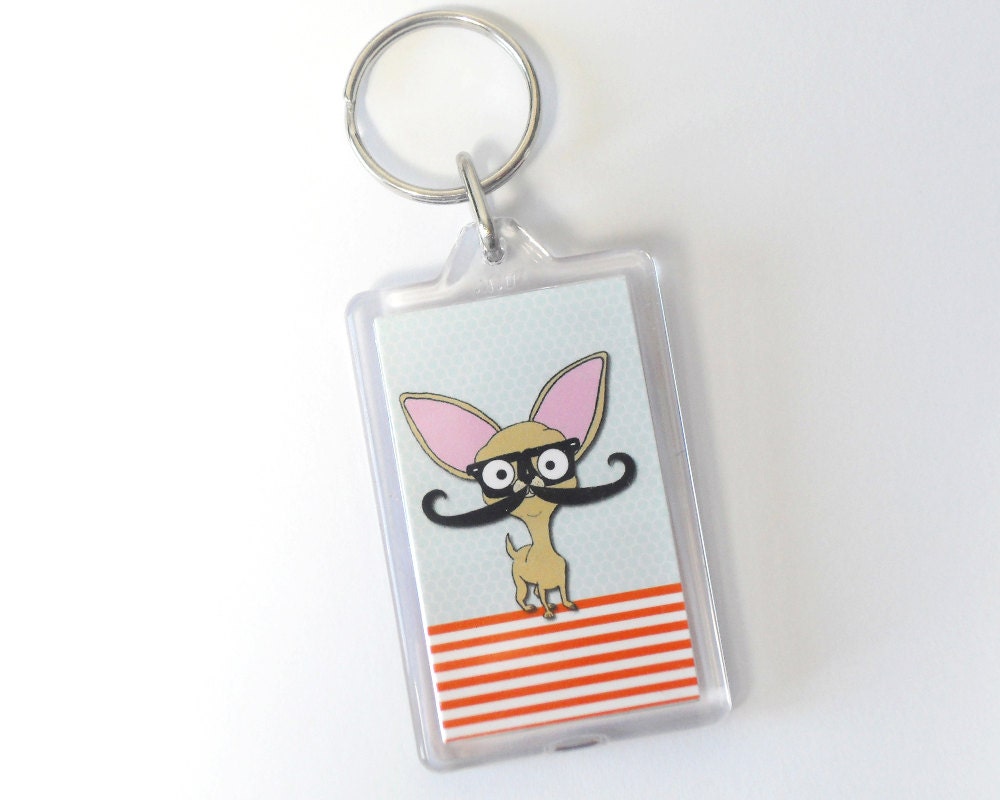 Chihuahua Mustache Keychain