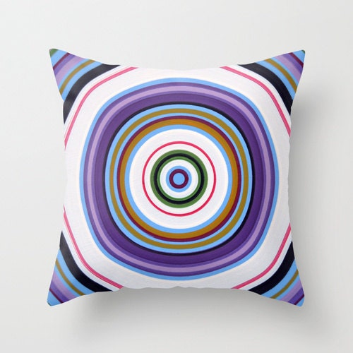 Decorative throw pillow cover ... from my original abstract modern painting, "Halo Effect 2" ... 16" x 16"