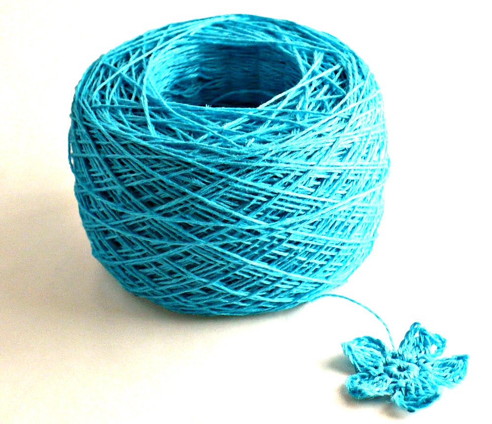 Crochet Thread 3 Ply Linen Thread Turquoise Linen Yarn Natural Fiber Tatting Thread Specialty Thread