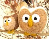 Felted " Foster Mom and Child " Owls Ornament -  " Heart's Cild " - Wool Hoot Mom -  Mothers Day