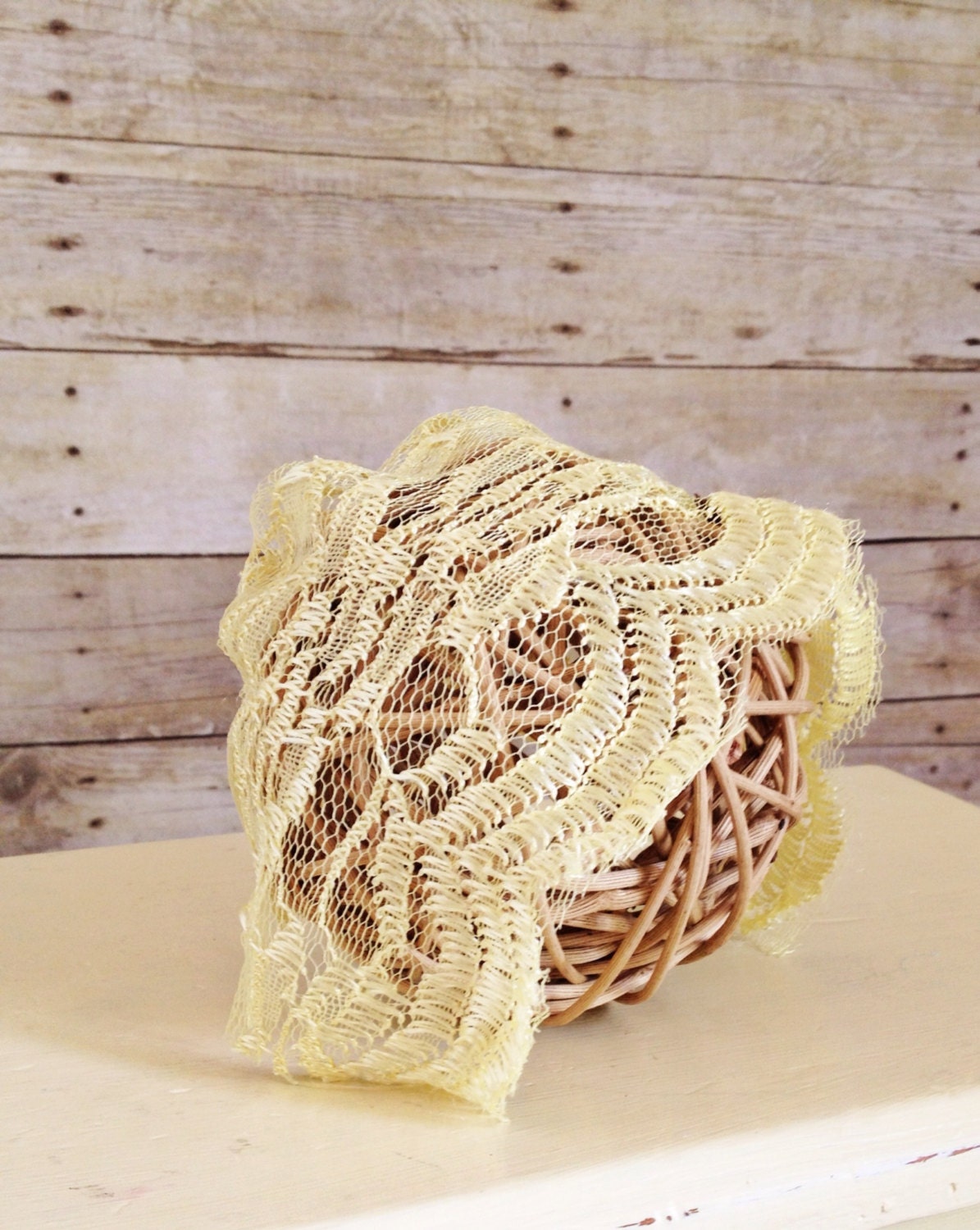 Sunshine Yellow Lace Baby Bonnet, newborn photo prop, vintage inspired baby girl