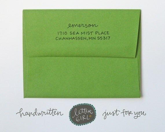 Emerson Handwritten Address Stamp: your choice of self-inking or red rubber