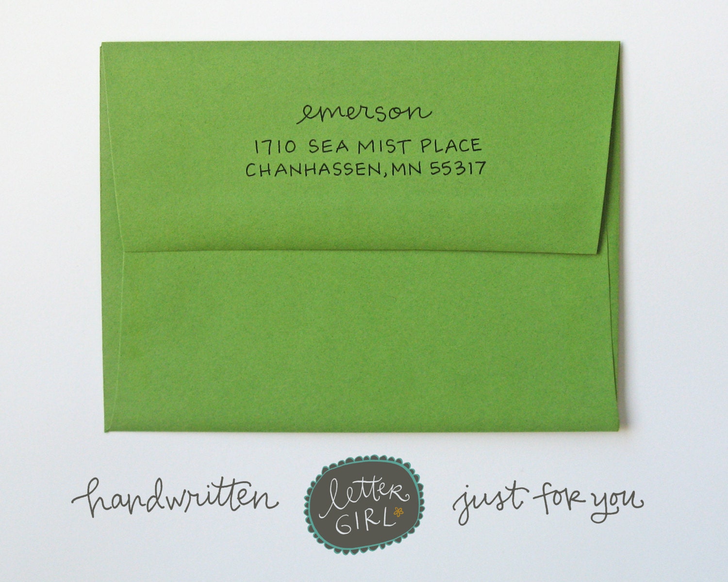 Emerson Handwritten Address Stamp: your choice of self-inking or red rubber