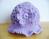 50% OFF - Crocheted Lilac Cotton Summer Hat with Flower