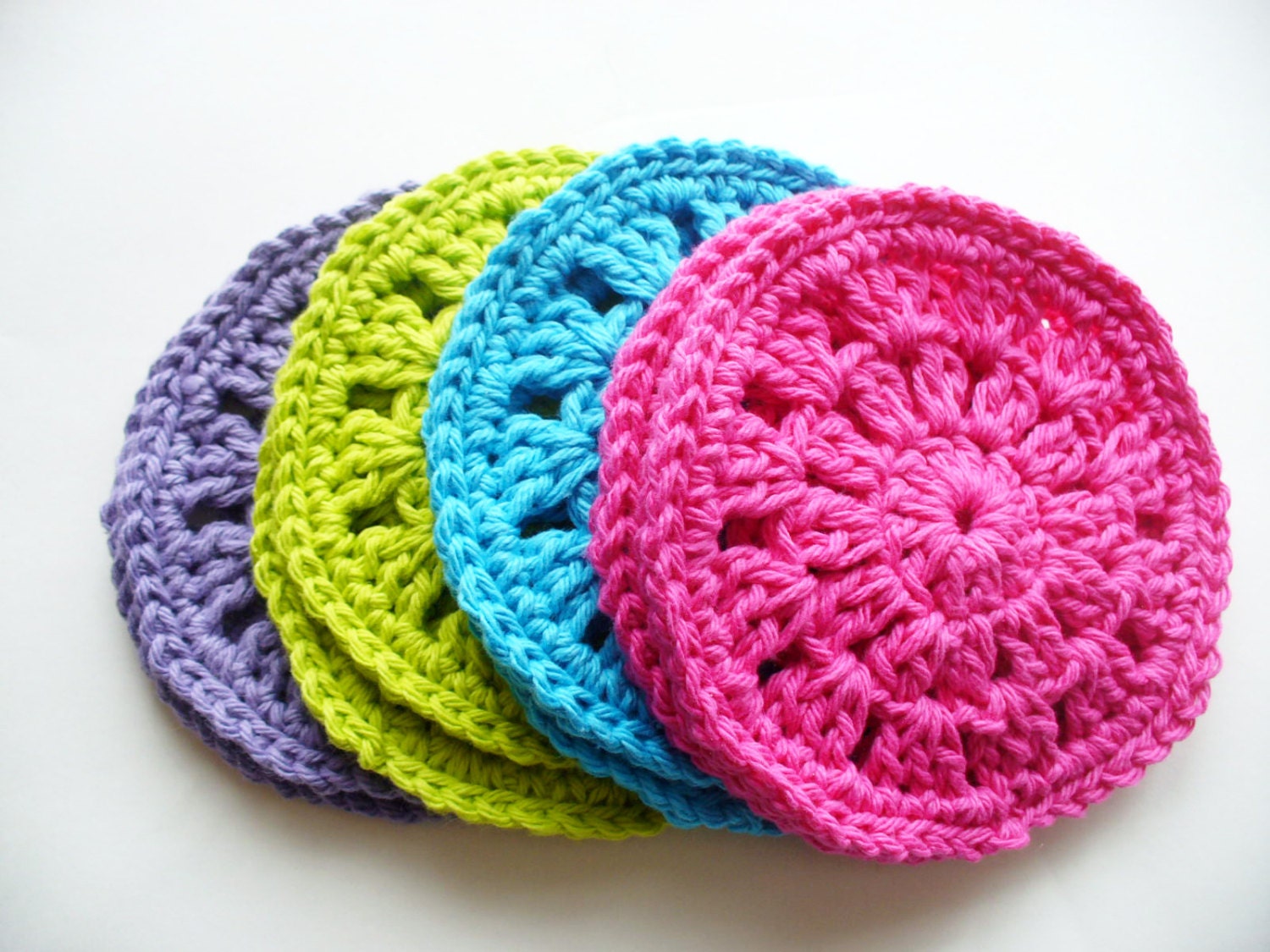 Set of 8 Bright Crocheted Coasters - ACCrochet