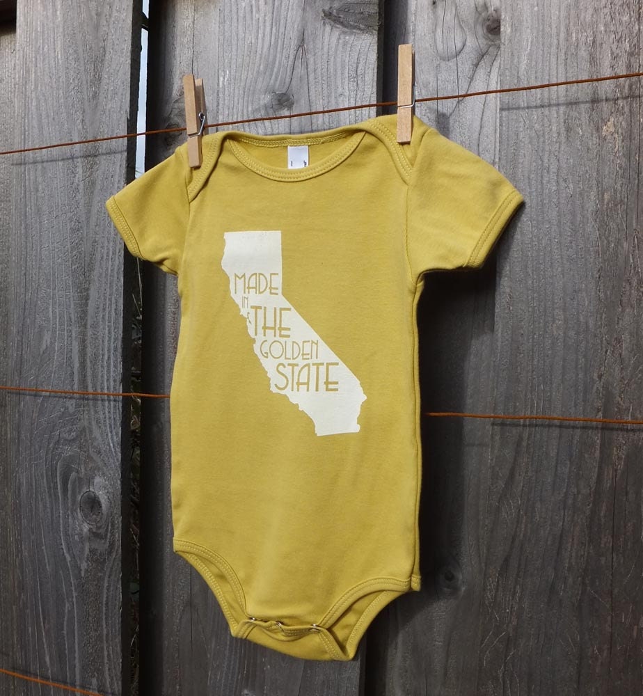 Made in the Golden State-- Screenprinted American Apparel Organic Onesie
