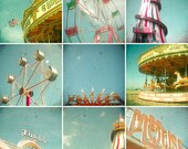 Fair - Carnival photography, typography, art collection, home office decor for him - Set of Nine 4x4 Mini Prints