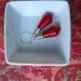 Geometric Love Red Earrings - Sterling Silver - Prism Faceted Vintage Lucite Drop Dangles - Valentine Gift Box - Edgy, Gothic