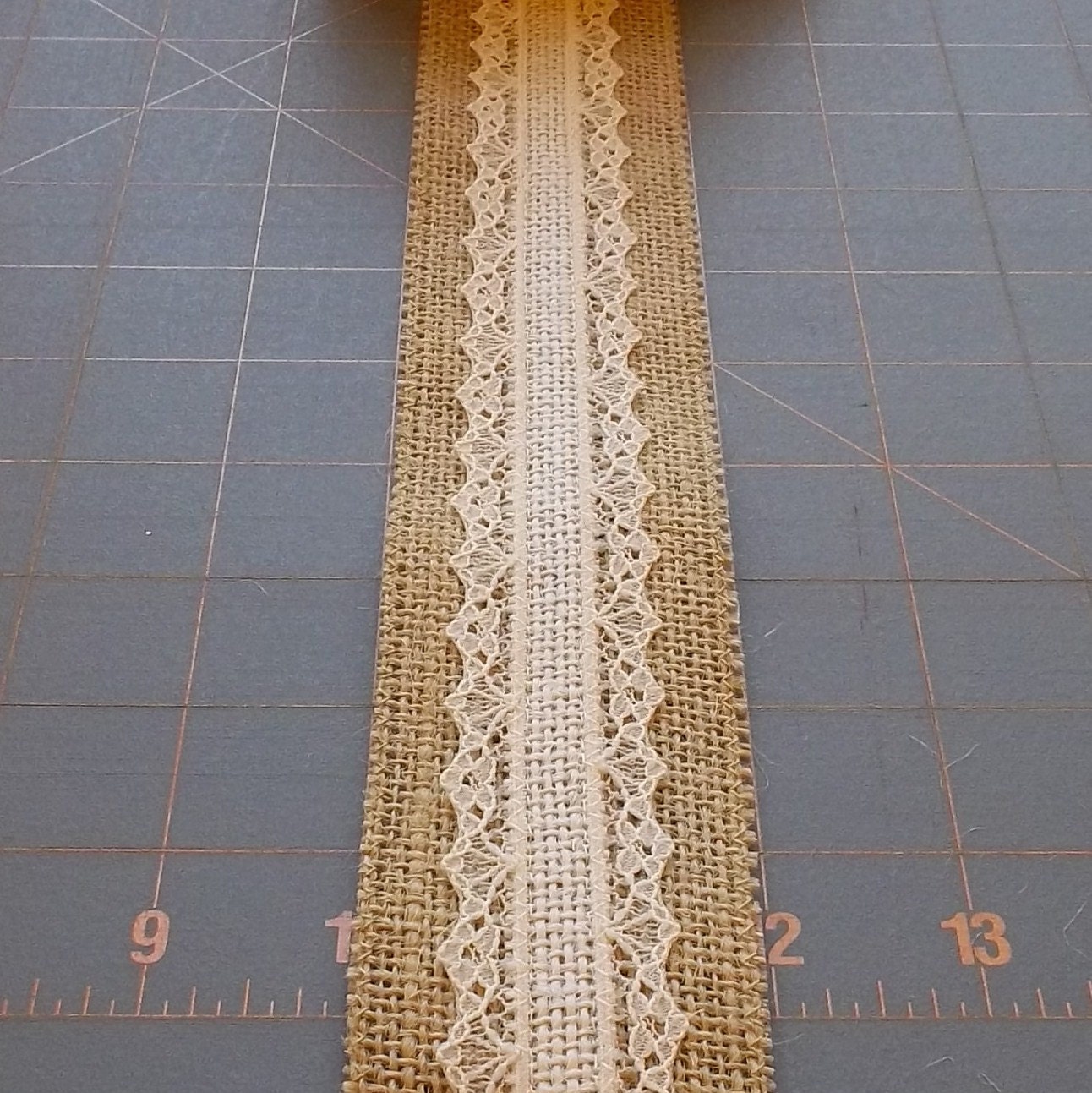 2 inch x 3 yards - Burlap and Ivory Lace Ribbon