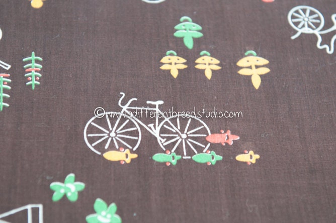 Mod Transportation- Novelty Vintage Fabric  36" wide Bikes Cars Trains and More