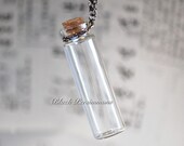 NEW - Long Empty Bottle Necklace - Clear Glass with Cork Lid