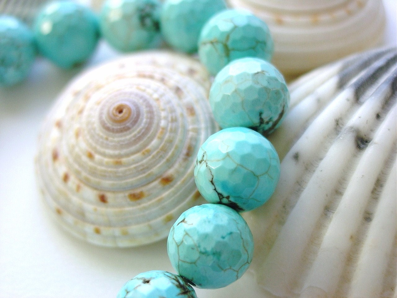 Genuine Turquoise Bracelet with Chunky Faceted Beads