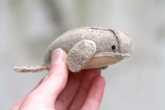 Baby Beluga Whale Figure Oatmeal with Bendable Tail by OrdinaryMommy on Etsy