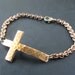 Cross Bracelet - Horizontal Brass Cross with Vintage Chain