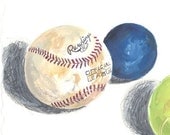 Baseball and Tennis Ball Archival Print