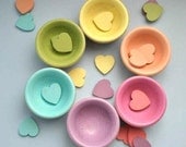 Children Valentine - The ORIGINAL Pastel Wooden Sorting Bowls and Heart Box  with Hearts- Waldorf Toy