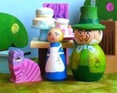Wooden Toy - Wooden Peg Doll, Alice in Wonderland Playset - Waldorf Toys