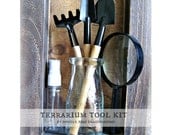 Terrarium Tool Kit Deluxe: Miniature Garden Shovels, Magnifying Glass, Gift Set Supplies for Plant Terrariums