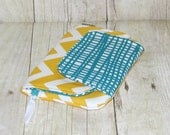 Fresh n Trendy Zipper Wallet   -  Yellow Chevron and Turquoise - FREE SHIPPING
