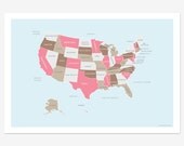 Map of The United States (pinks and browns)