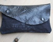 Studio SALE Clutch Bag/ Women's Bags and Purse's/ Black Leather Canvas Clutch Bag/ Edgy Bags/ Fashion Accessories / Leather Clutch