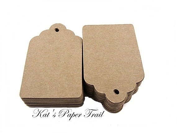 Brown Kraft Tags - Wedding Favor Tags -  Kraft Paper Tags - Set of 100 - 2.5" x 1.5"